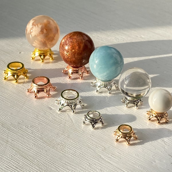 Silver Gold Sphere Stands , Mini Metal Sphere Stands for Mini Spheres , Crystal Ball Holder , Sphere Holders