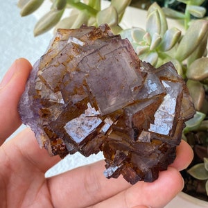 Large Octahedral Purple Fluorite Specimen from Fujian, China - Beautiful Bright Raw Stone - Healing Crystal for Home Decor or Gift
