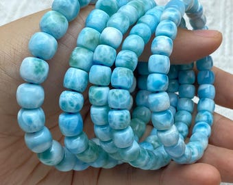Elegant Blue Larimar Beads Bracelet Jewelry , Adjustable Crystal Bracelet , Beach Stone Gift