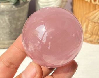 Esfera de bola de cuarzo rosa de alta calidad, bola de esfera de cristal rosa, piedra de cuarzo rosa, esfera de cristal, regalo de cumpleaños, regalos especiales