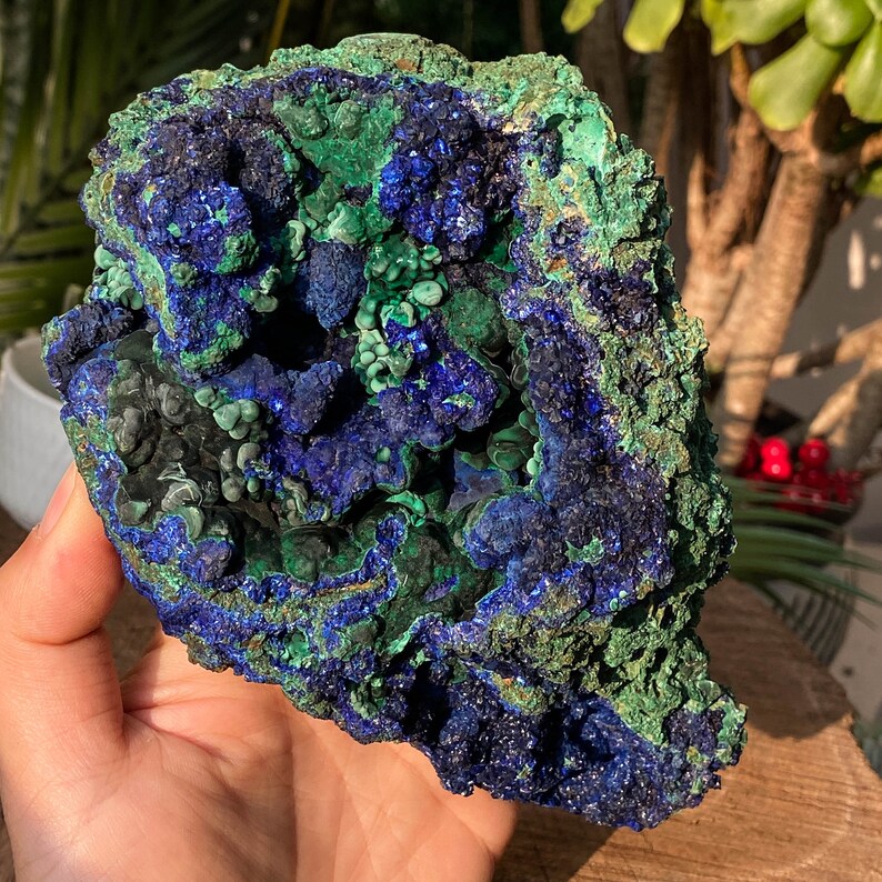 1129g Azurite Crystal Cluster , Natural Azurite Specimen , Home ...