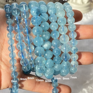 Aquamarine Bracelet , Gorgeous tretchy String Bracelet , Aquamarine Bead Bracelet  , Healing Crystal Bracelet , A Birthday Present