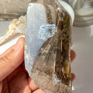 Titanium Rutilated Quartz Point , CrystalFreeform, Rare Rutile Quartz Crystal, Unique Friends Gift, Collector Specimen , Crystal Gift