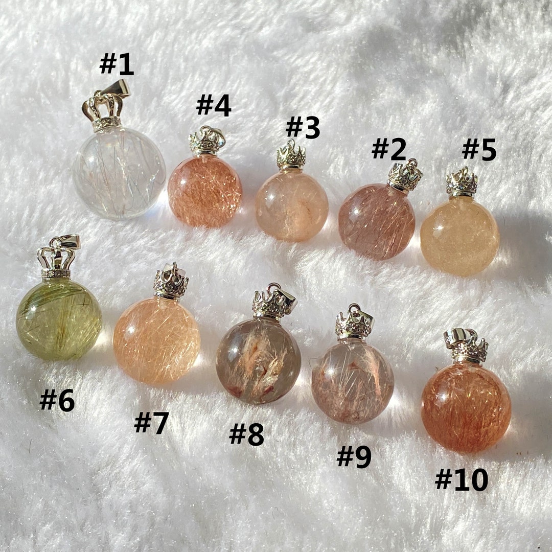 Golden Rutilated Quartz Mini Spheres Pendant Necklace , Mini Rutile