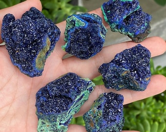Natural Azurite Crystal Cluster -  Raw Azurite Specimen for Home Decoration - Rare Deep Blue Energy Crystal Gift