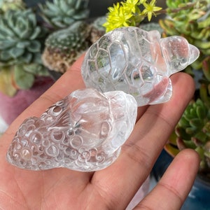 Clear Quartz Crystal Dragon Turtle, Handmade Gemstone Carving, Lucky Money Toad & Frog, Home Decor , Birthday Gift