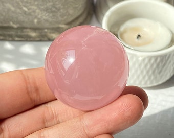 Esfera de cuarzo rosa de Mozambique, esfera de cristal rosa, piedra de cuarzo rosa, esfera de cristal, regalo de cumpleaños, regalos especiales