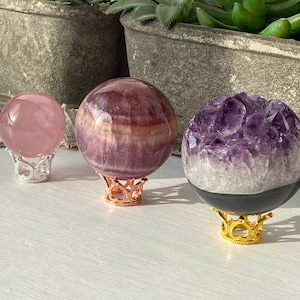 Silver Gold Sphere Stands , Mini Metal Sphere Stands for Mini Spheres , Crystal Ball Holder , Sphere Holders