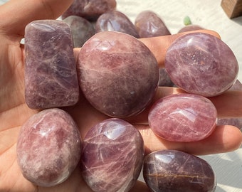 Pierres roulées en quartz rose pourpre foncé, paume en cristal, cristal de croissance, cadeau d'anniversaire, pierre de poche en quartz véritable, cadeau d'anniversaire