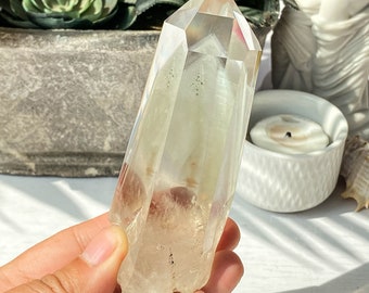 Natural Green Phantom Quartz Tower , Garden Quartz Point , Home Decor , Garden Quartz Gift , Rare Lodalite Quartz  Obelisk , Birthday Gift
