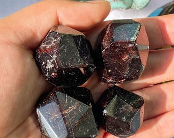 Natural Large Red Garnet Crystal , Polished Tumbled Stone , Unique