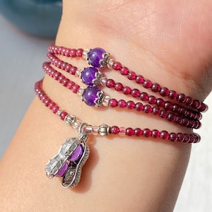 Garnet Bracelet , Glitter Red Garnet , Spiritual Protection January Birthstone Gift , Garnet Necklace , Birthday Gift , Special Gifts