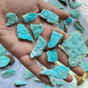Raw Hemimorphite Slab Slice , Raw Crystal , Natural Blue Green Mineral Specimen, Healing Stone , Collector&#39;s Gem , Untreated , Unpolished