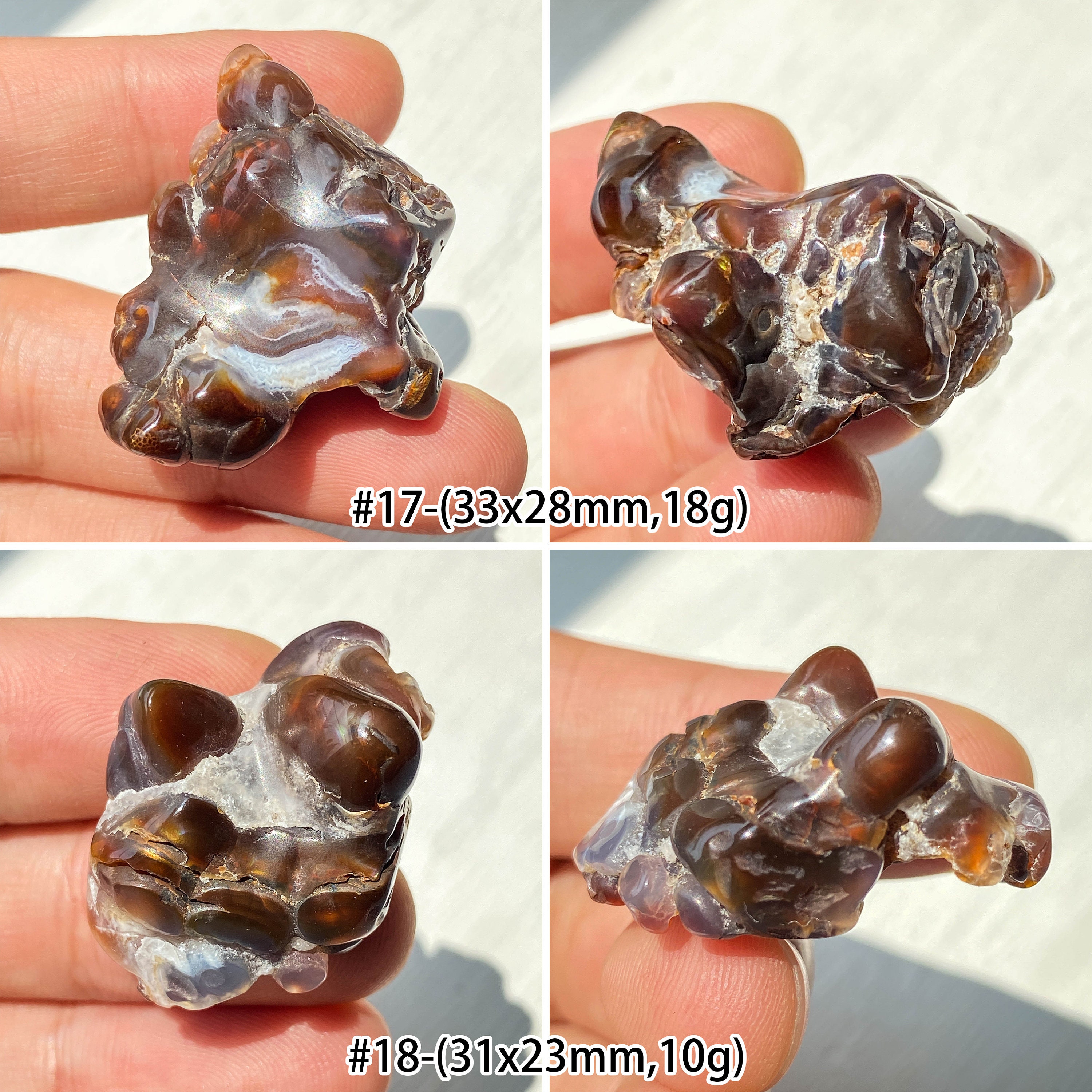 研磨されたメキシコ産の原石ファイヤーアゲート標本、最高級天然宝石