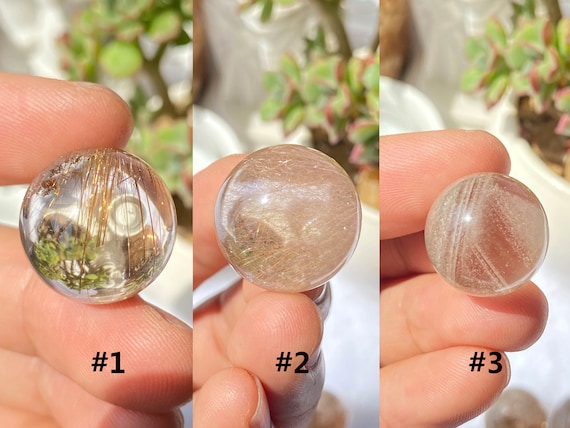 Golden Rutilated Quartz Mini Spheres , Mini Garden Quartz Balls , Healing Reiki Energy Spiritual , Crystal Quartz Ball Sphere Orb