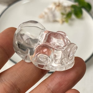 Natural Genuine Clear Quartz Pig , Carved Quartz Pig Semi Precious Gemstone , Pig Charm , Semi Precious Stone Jewelry , Special Gift