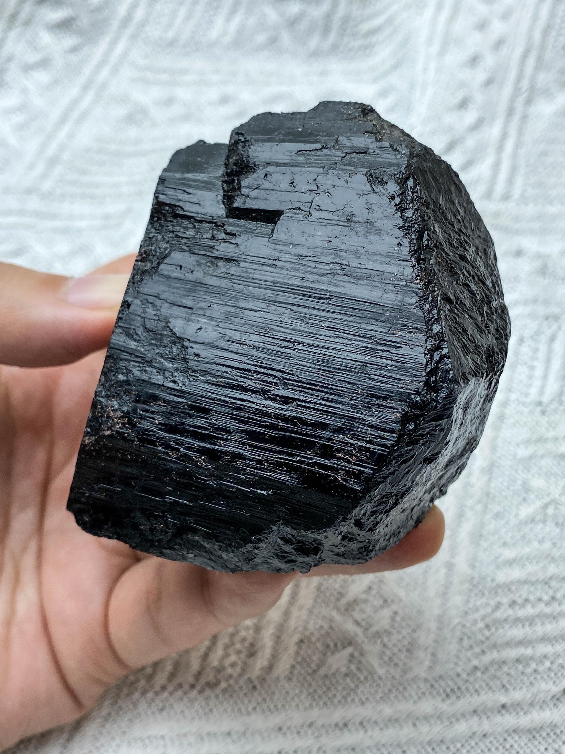 Natural Large Raw Black Tourmaline Specimen , Rough Crystal