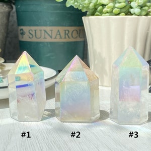 Angel Aura Clear Quartz Tower , Aura Clear Quartz Point , Aura Crystal Point , Healing Crystal , Crystal Tower , Home Decoration