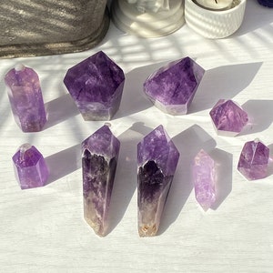 Polished Natural Crystal Obelisk Point Tower , Natural Amethyst Crystal Point Obelisk , Amethyst Wand Tower DT , Birthday Gift