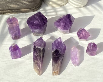 Polished Natural Crystal Obelisk Point Tower , Natural Amethyst Crystal Point Obelisk , Amethyst Wand Tower DT , Birthday Gift