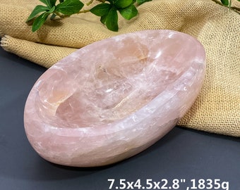 Huge Rose Quartz Crystal Bowl , Rose Quartz Trinket Dish , Gemstone Bowl , Rose Quartz Ring Dish , Communication Crystal , Birthday Gift