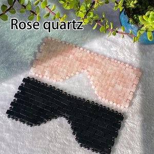 Máscaras de cristal de obsidiana para meditação, relaxamento ocular e meditação, máscara de dormir com contas, tapa-olhos naturais e sustentáveis.
