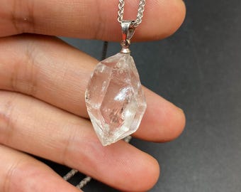 Natural Oil Petroleum Herkimer Diamond Necklace , Natural Quartz Crystal Jewelry