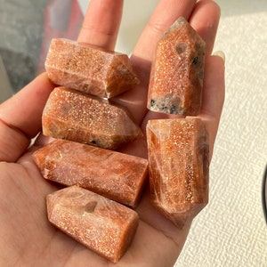 Beautiful  Mini Sunstone Points , Meditation Stone , Sunstone Obelisk , Crystal Decor , Crystal Point , Birthday Gift , Flashing Sunstone