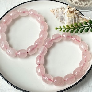 Rose Quartz Bracelet , Energy Protection Strength Bracelet , Pink Gemstones Healing Bracelet , Crystal Bracelet , String Bracelet