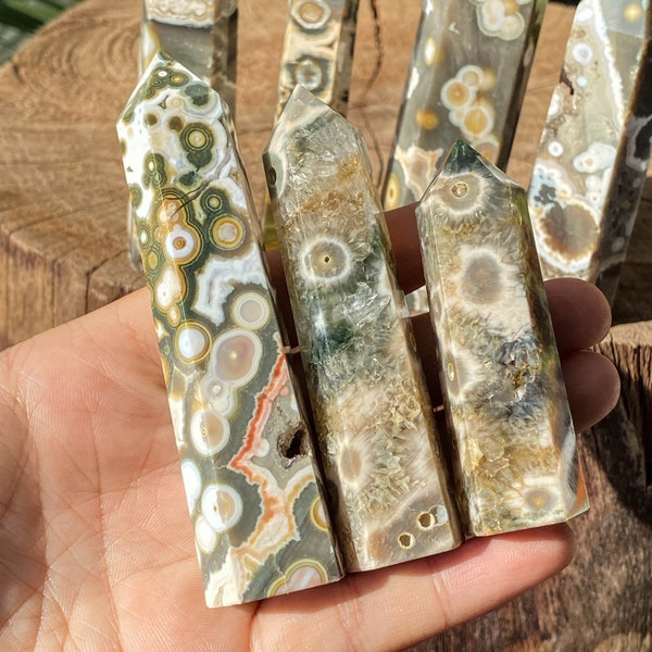 8th Vein Ocean Jasper Tower , Orbicular Ocean Jasper Tower Point Obelisk Old StockOcean Jasper Tower , Home Decoration