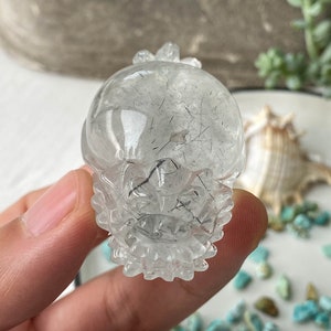 Rutile Quartz Dragon Turtle Carving , Handmade, Realistic Gemstone Sculpture for Home Decor, Feng Shui, Gift Idea , Birthday Gift