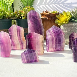 Watermelon Fluorite Tower Obelisk Point Rough Side , Home Decor , Crystal Gift , Birthday Gift , Home Decor , Crystal Tower Obelisk Point