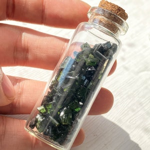 Green Tourmaline Jar Bottle , Beautiful Tourmaline Specimen , Holistic Healing Gift , Birthday Gift , Home Decor , Mineral Specimens