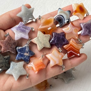 Crystal Stone Star Carving Hand Carved Pendant , Crystal Collection , Stunning Spiritual Decor , Crystal Decoration Star Pendants