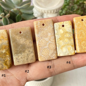 Natural Coral Jade Pendant Necklace , Drop Rectangle Slab Bead , Special Gift , Birthday Gift , Energy Crystal , Necklace Jewelry Making