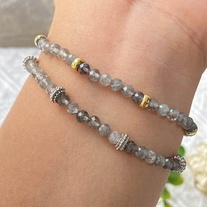 Adjustable Labradorite Bracelet Beaded Bracelet ,  Fashly Facted Labradorite Stone Bracelet , Powerful Bracelet  , Crystal Bracelet
