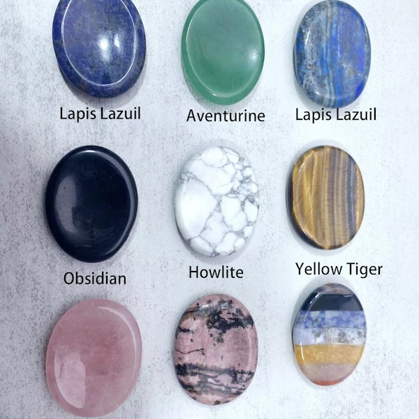 Crystal Worry Stone , Natural Gemstone Worry Stone , Hand Carved Palm Stone , Chakra Worry Stone Palm Stone , Anxiety Crystal Worry Stone