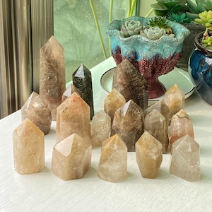Natural Gold Rutilated Quartz Tower Point Obelisk , Crystal Tower Point Obelisk , Polished Point , Birthday Gift , Anniversary Gifts