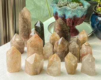Natürlicher Gold Rutilquarz Turmspitze Obelisk, Kristall Turmspitze Obelisk, polierter Punkt, Geburtstagsgeschenk, Jubiläumsgeschenke