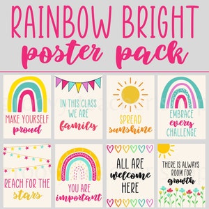 Rainbow Bright Classroom Poster Pack | RainbowClassroom Decor | Classroom Posters | Colorful Classroom Posters | Fun Classroom Decor