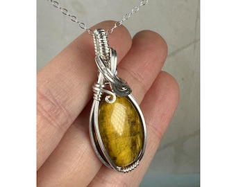 Nellite (Lion's Skin) Pendant Wire-Wrapped in Sterling Silver
