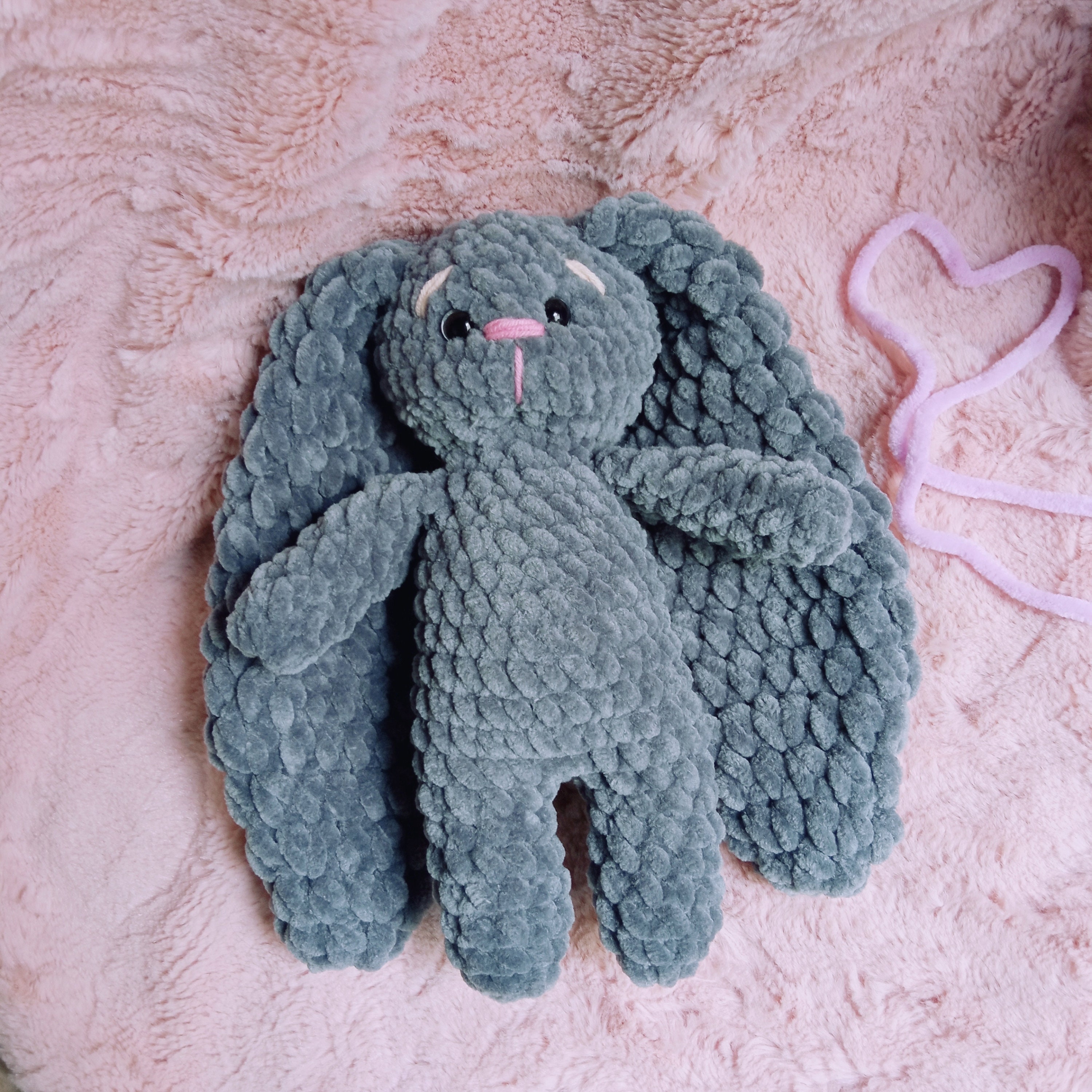 Crochet Plush Grey Bunny Plush Toys Toys for Baby Crochet Bunny Toy