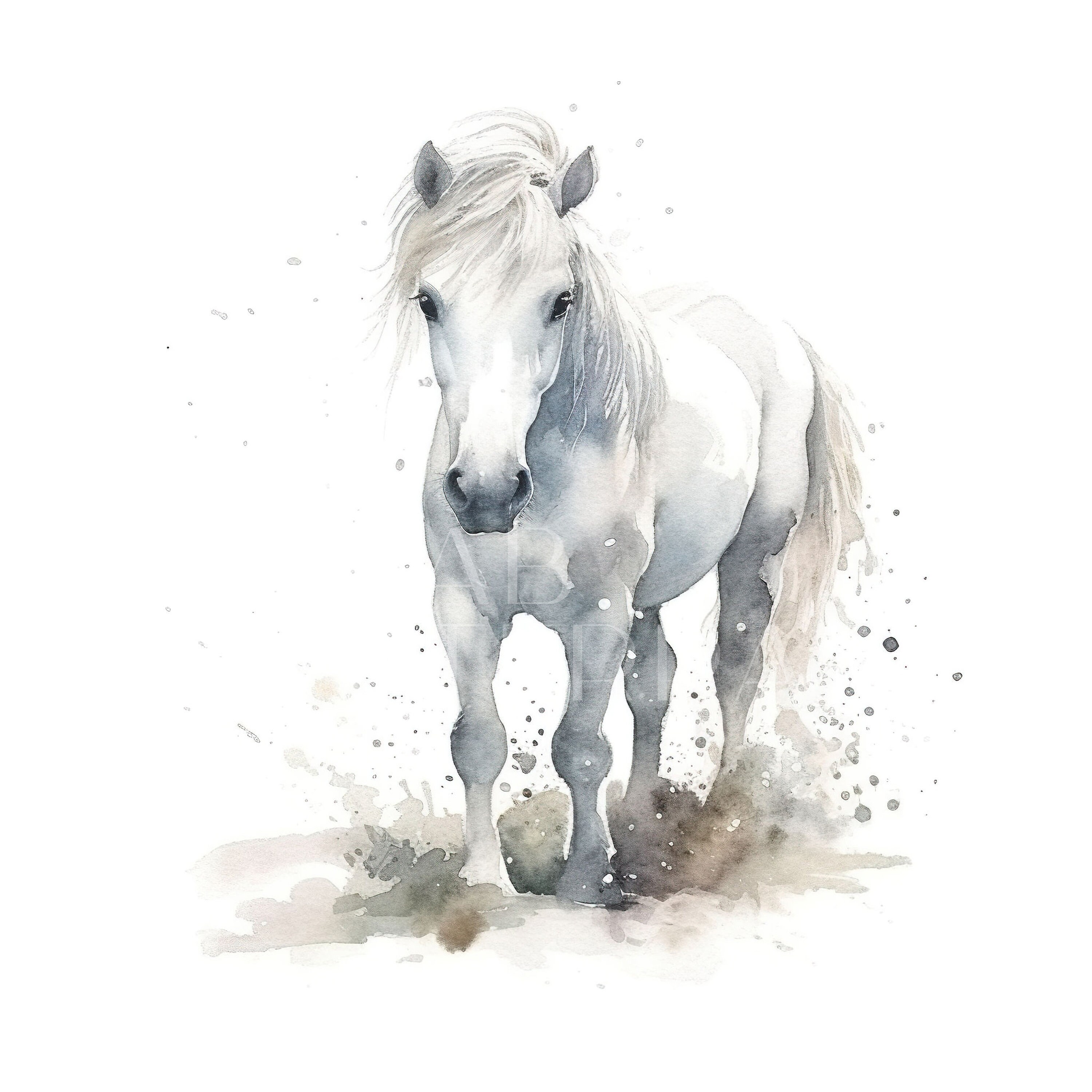 10 White Horse Watercolor Clipart Bundle, White Horse Clipart, Horse