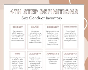 AA Step 4 Definitions Sheet - Resentments Inventory - Etsy