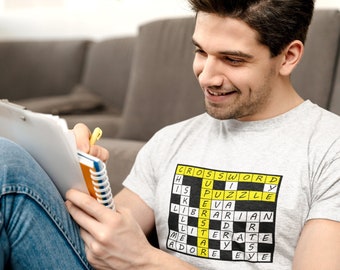 Crossword Puzzle Superstar T-Shirt - Brain Games Yellow Highlight Comfy Shirt