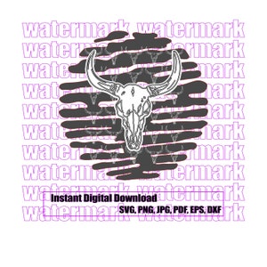 Western Digital Download, svg png jpg pdf eps dxf, Kuh Schädel, Wild West, Kunstvolle Grafik, Cowgirl Cowboy, Rodeo, Country Aesthetic, Bucranium