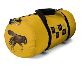 Bienentasche für Erwachsene, realistische Biene, botanisches Bienengepäck, summender Weekender Stilvolle Tasche, Karomuster, große Kindertasche, Erwachsenensport, Reisetasche
