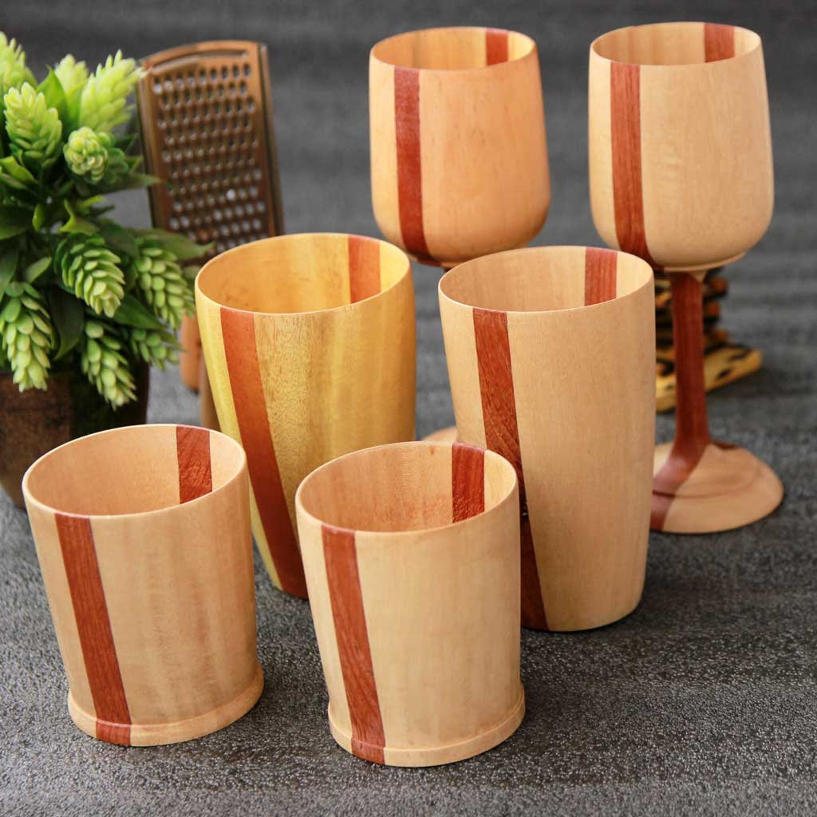 Best Drinking Glasses Handmade From Wood Set of 6 Pieces Etsy