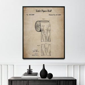 Impresión de patente de rollo de papel higiénico, 5 fondos de estilo, póster de papel higiénico, decoración de inodoro, arte de pared de baño, regalo único de oficina, DESCARGA INSTANTÁNEA