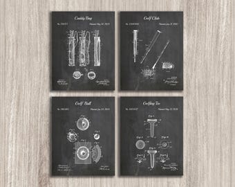 Impressions d'art vintage brevets de golf, lot de 4 (téléchargement instantané)
